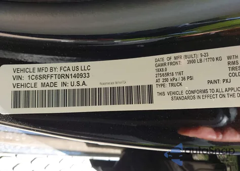 2024 Ram 1500 Lone Star 4X4 5'7 Box from USA, damaged, VIN 1C6SRFFT0RN140933